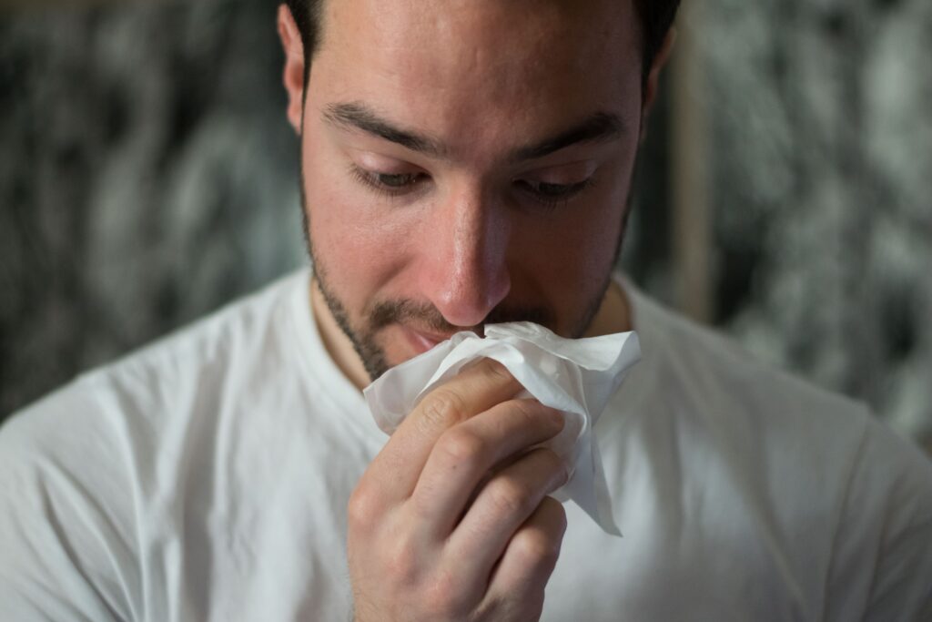 Man with runny nose