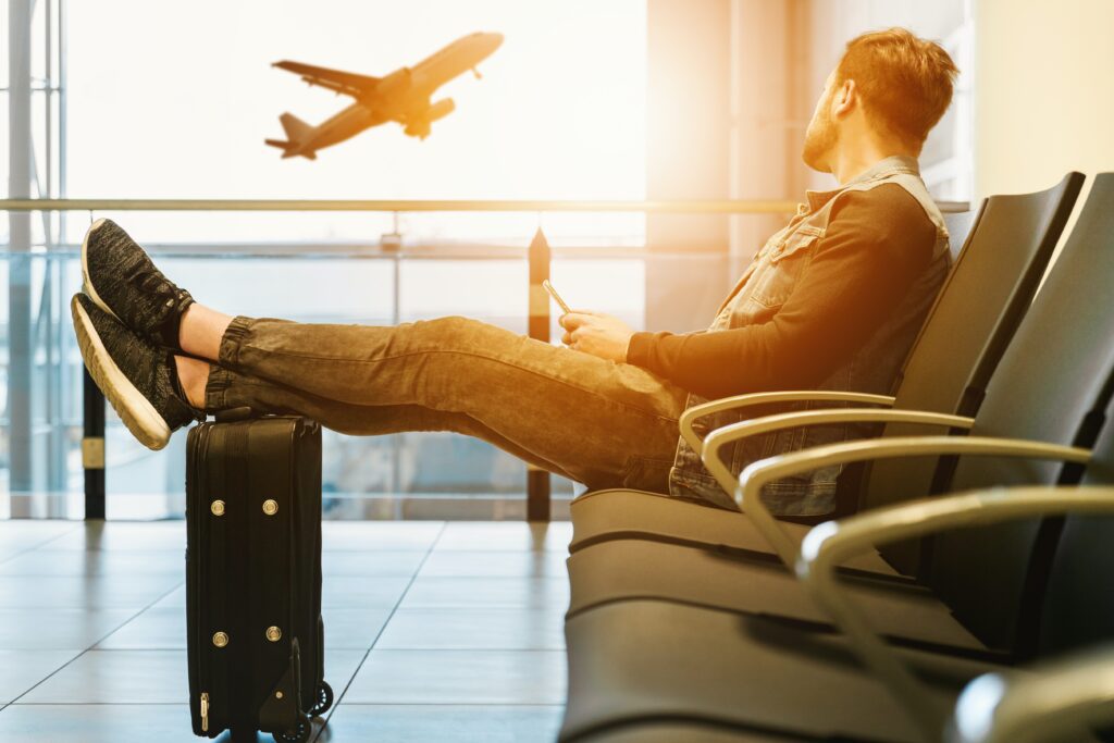 Man waiting for flight