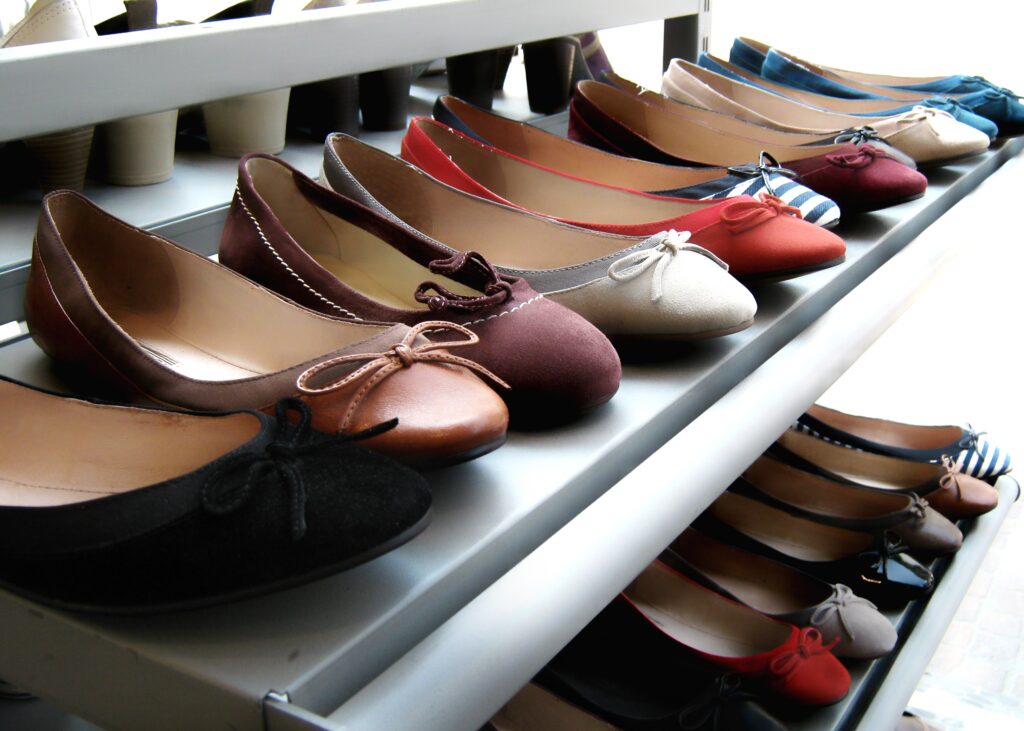 shoes on display rack